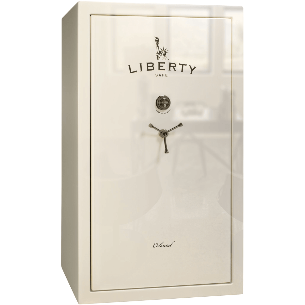 Colonial Series | Level 4 Security | 75 Minute Fire Protection | 50 | DIMENSIONS: 72.5&quot;(H) X 42&quot;(W) X 27.5&quot;(D*) | White Gloss Black Chrome | Mechanical Lock